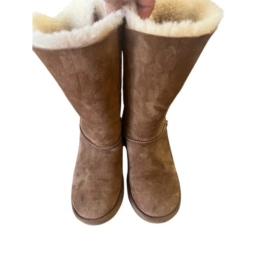 UGG Bailey Bow Tall Boots Womens Size 3 Chestnut Brown Knee High Slip On